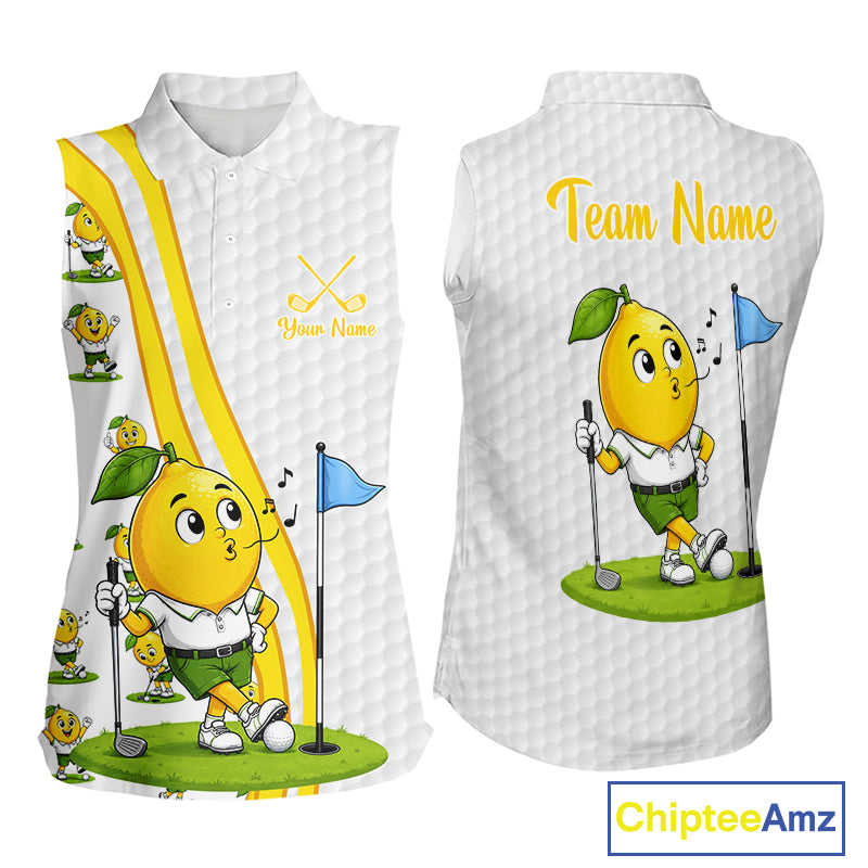Sleeveless shirt with cartoon lemon character on a golf course, featuring 'Team Name' text