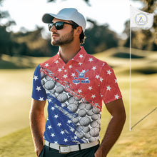Load image into Gallery viewer, Red And Blue Grunge Golf Apparel Patriotic Mens Golf Polo Shirts, Golf Team Outfits NYN3321