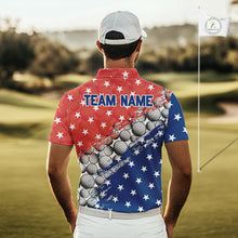 Load image into Gallery viewer, Red And Blue Grunge Golf Apparel Patriotic Mens Golf Polo Shirts, Golf Team Outfits NYN3321