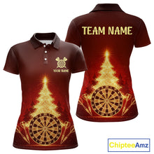 Load image into Gallery viewer, Red Snowflake Dartboard Christmas Custom Women Polo Dart Jerseys Xmas Dart League Shirt NYN2051