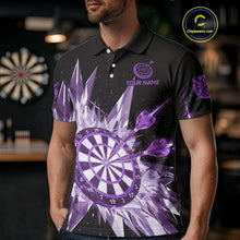 Load image into Gallery viewer, Purple Snow Ice Dartboard Men Darts Polo Shirt Custom Name &amp; Team Xmas Dart League Shirt NYN2058