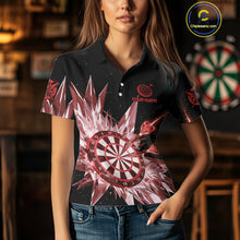 Load image into Gallery viewer, Red Snow Ice Dartboard Women Darts Polo Shirt Custom Name &amp; Team Xmas Dart League Shirt NYN2059