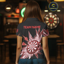 Load image into Gallery viewer, Red Snow Ice Dartboard Women Darts Polo Shirt Custom Name &amp; Team Xmas Dart League Shirt NYN2059
