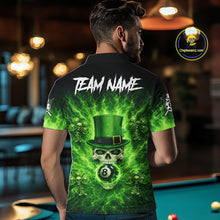 Load image into Gallery viewer, Flaming Shamrock Skull Pool 8 Ball Men Billiard Shirt Custom St Patrick's Day Billiard Team Attire NYN2561