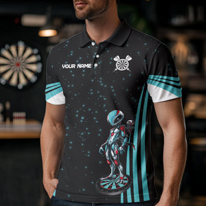Custom Turquoise Alien And Dartboards Dart Shirts For Men, Dart Jerseys NYN0027