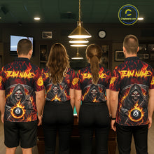 Load image into Gallery viewer, Grim Reaper 8 Ball Billiard Shirt For Men Custom Red Flames 8 Ball Pool Billiard Team Attire NYN3146