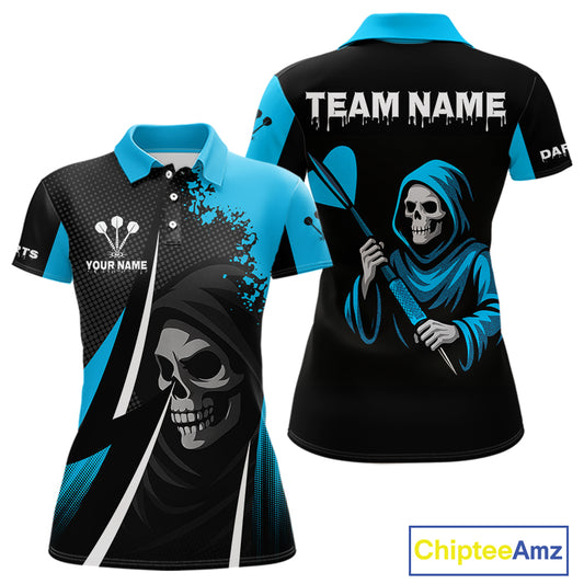 Blue Grim Reaper Holding Dart Arrow Darts Shirt For Men Custom Team Name NYN0367