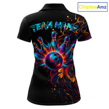 Load image into Gallery viewer, Funny Lion Colorful Splatter Bowling Polo Shirt For Women Custom Bowling Team Jersey Personalized League Bowler Apparel
