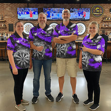 Load image into Gallery viewer, Purple &amp; Grey Smokes Dartboard Custom Men Darts Polo Shirts Grunge Dart League Jerseys NYN2278