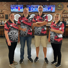 Load image into Gallery viewer, Red &amp; Grey Smokes Dartboard Custom Women Darts Quarter-Zip Shirts Grunge Dart League Jerseys NYN2279