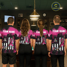 Load image into Gallery viewer, Pink Ribbon Grunge US Flag Patriotic Women Billiard Shirts Custom Breast Cancer Billiard Jerseys  NYN2943