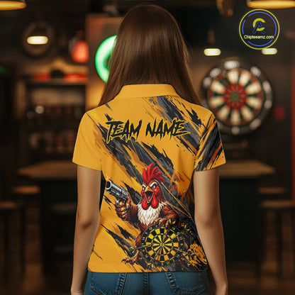 Black And Yellow Grunge Funny Women Dart Shirt Custom Rooster Gun Polo & 1/4-Zip Dart Clothing NYN3344
