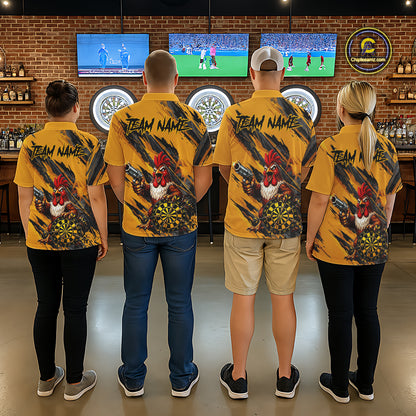 Black And Yellow Grunge Funny Men Dart Shirt Custom Rooster Gun Polo & 1/4-Zip Dart Clothing NYN3344