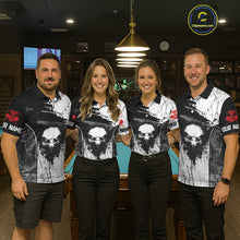 Load image into Gallery viewer, Red Grunge Skull 8 Ball Billiard Shirts For Men Custom Name Pool Billiard Team Jerseys NYN2288