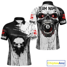 Load image into Gallery viewer, Red Grunge Skull 8 Ball Billiard Shirts For Men Custom Name Pool Billiard Team Jerseys NYN2288