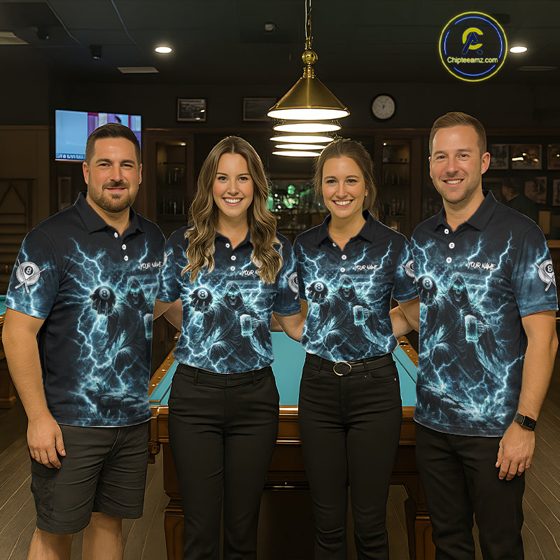 Lightning Turquoise Grim Reaper Beer 8 Ball Pool Women Billiard Shirt Personalized Billiard Team Names NYN2735