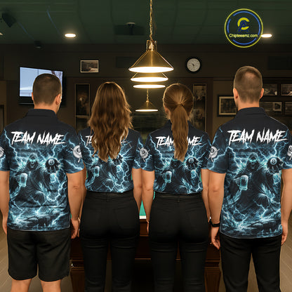Lightning Turquoise Grim Reaper Beer 8 Ball Pool Women Billiard Shirt Personalized Billiard Team Names NYN2735