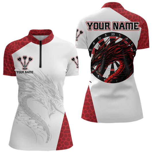 Personalized White-Red Dragon Dartboard Dart Shirts For Women Outfits Dart Team Jerseys NYN0033