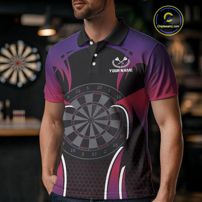 Colorful Gradient Dartboard Halftone Pattern Darts Shirt For Men - Custom Name NYN0384