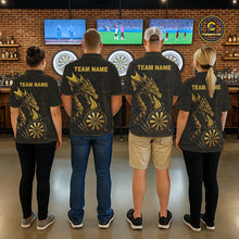 Load image into Gallery viewer, Custom Gold Tribal Pattern Dragon Darts Polo &amp; 1/4 Zip Shirt For Women Darts Team League Jersey NYN3355