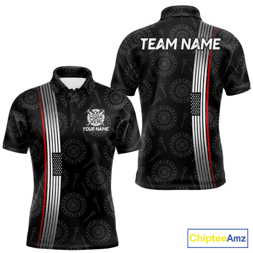 American flag thin red line dart polo shirt for men patriotic jersey