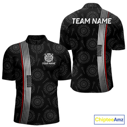 American flag thin red line dart 1/4-zip shirt for men patriotic jersey