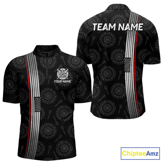 American flag thin red line dart 1/4-zip shirt for men patriotic jersey