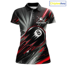 Load image into Gallery viewer, Thunder Red 8 Ball Strike Women's Billiard Polo Shirt Custom Pool Team Jersey League Apparel