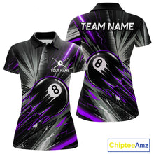 Load image into Gallery viewer, Thunder Purple 8 Ball Strike Women's Billiard Polo Shirt Custom Pool Team Jersey Apparel