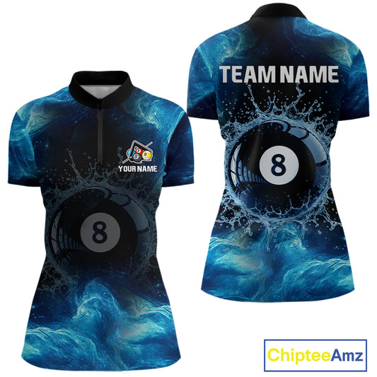 Personalized Ball 8 Billiard Polo & Quarter-Zip Shirt For Women 8 Ball Billiard Team Jersey NYN2310