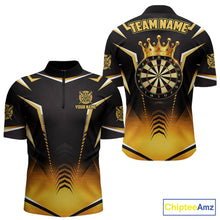 Load image into Gallery viewer, Personalized Yellow Dartboard Crown Darts Polo &amp; 1/4-Zip Shirt For Men Dart Team Dart Jerseys NYN2956