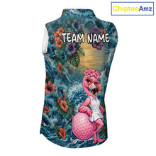 Load image into Gallery viewer, Womens Flamingo Golf Clothing Waving Tropical Golf Shirt Custom Floral Golf Sleeveless Polo, Golf Gifts NYN2959