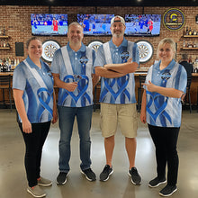 Load image into Gallery viewer, White &amp; Blue Grunge Ribbon Dartboard Dart Shirt For Men Custom Prostate Cancer Dart Team Jerseys NYN3352