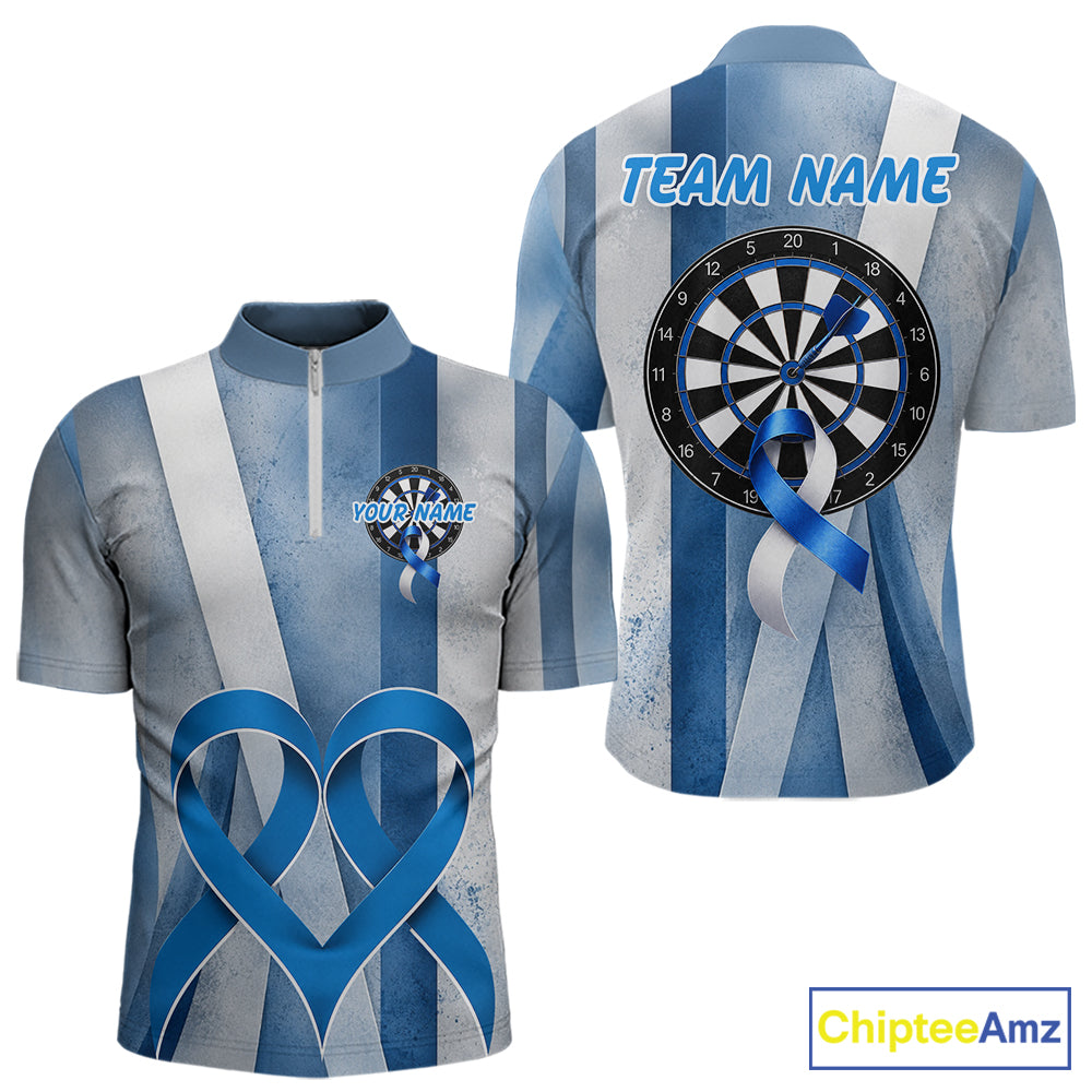 White and blue grunge ribbon dartboard shirt for men prostate cancer jersey