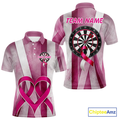 White and pink grunge ribbon dartboard shirt for men breast cancer jersey