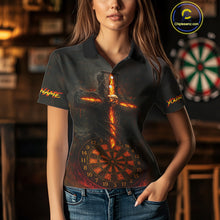 Load image into Gallery viewer, Custom Flames Skull Dartboard Halloween Polo Dart Shirt For Women Outfits Dart Team Jersey NYN0871