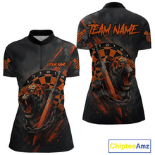 Load image into Gallery viewer, Custom Orange Grunge Tiger Dartboard Horror Dart Women Quarter-Zip Shirt Outfits Dart Jerseys NYN1542