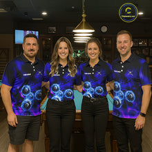 Load image into Gallery viewer, Personalized Blue Holographic Billiard Ball Shirt For Women Pool 8 Ball Billiard Team Jersey NYN2312