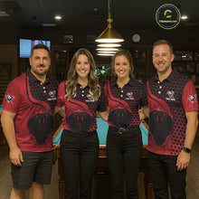 Load image into Gallery viewer, Red Ball 8 Lightning Billiard Polo &amp; Quarter-Zip Jerseys For Women Custom Pool Team Jersey NYN2315