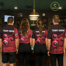 Load image into Gallery viewer, Red Ball 8 Lightning Billiard Polo &amp; Quarter-Zip Jerseys For Women Custom Pool Team Jersey NYN2315