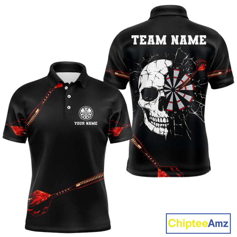Custom Black And Red Dart Arrow Skull Dart Shirts For Men Outfits Dart Team Jerseys NYN0045