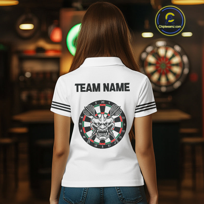 White Demon Head & Darts Arrow Darts Team Shirt For Women - Customizable Name NYN0393