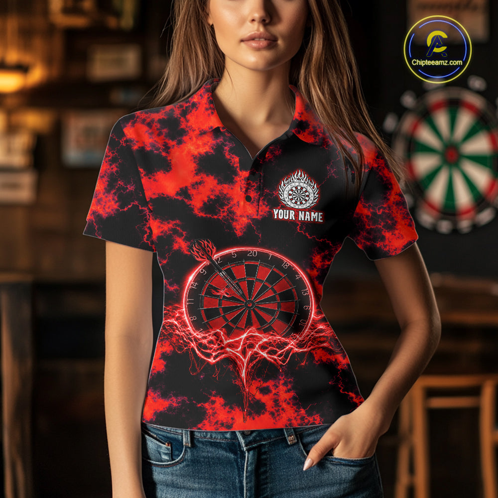Thunder & Lightning Red Dartboard Darts Shirt Custom Team Shirt For Women, Gift For Darts Players NYN3363