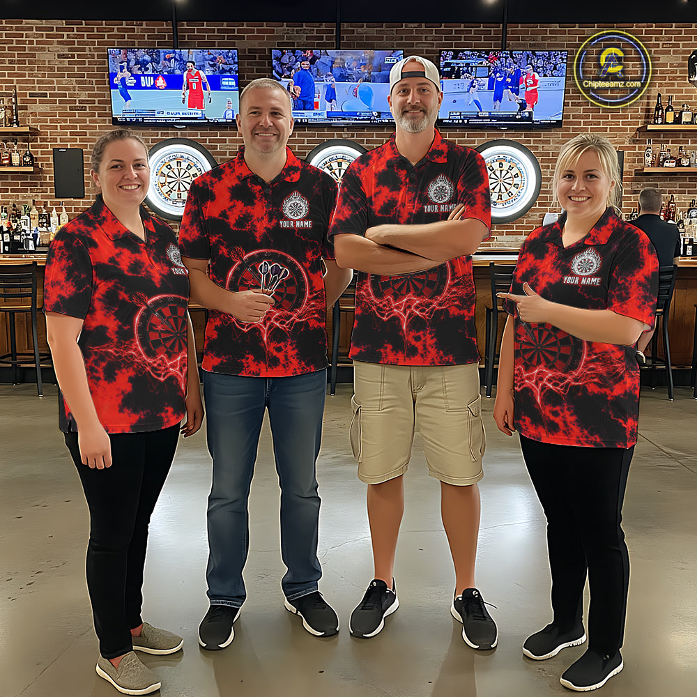 Thunder & Lightning Red Dartboard Darts Shirt Custom Team Shirt For Men, Gift For Darts Players NYN3363