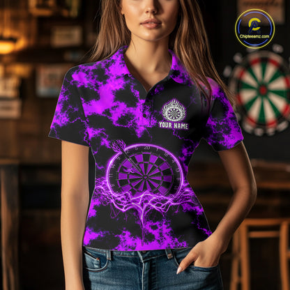 Thunder & Lightning Purple Dartboard Darts Shirt Custom Team Shirt For Women, Gift For Darts Players NYN3364