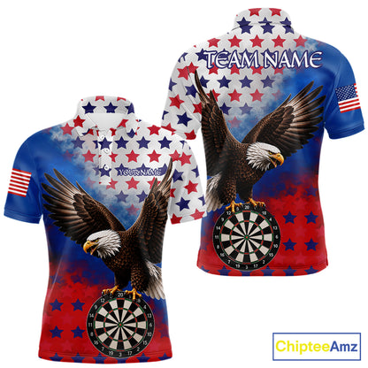 Grunge patriotic American flag eagle dart shirt for men custom darts jersey
