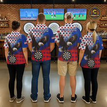 Load image into Gallery viewer, Custom Grunge Patriotic Darts Jersey For Men Red, Blue And White American Flag Eagle Dart Shirt NYN3368