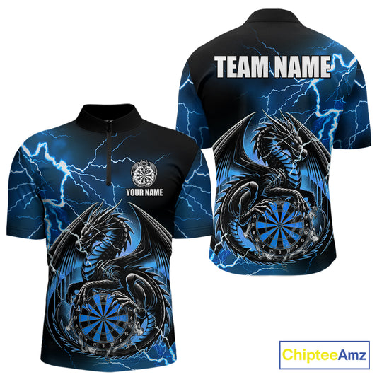 Personalized blue thunder dragon dart polo shirt for men custom team jersey