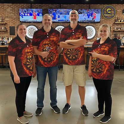 Lion Fire Flame Dartboard & Arrow Women Darts 1/4-Zip Shirt Personalized Red Grunge Darts Jerseys NYN2599