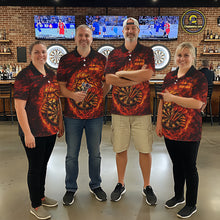 Load image into Gallery viewer, Lion Fire Flame Dartboard &amp; Arrow Women Darts Polo Shirt Personalized Red Grunge Darts Jerseys NYN2599